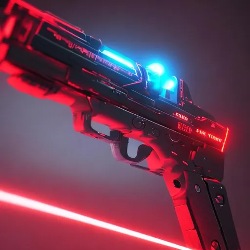 Prompt: A futuristic red glowing gun