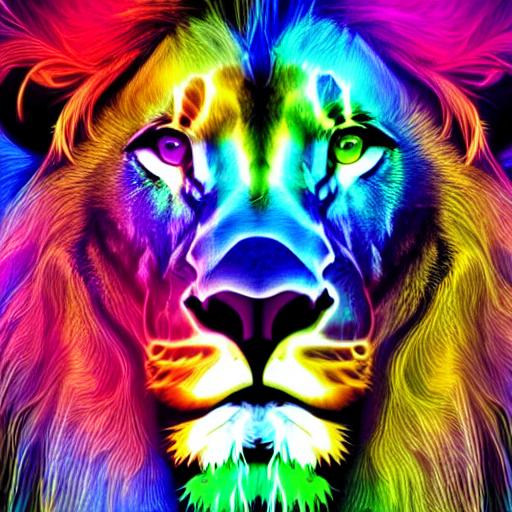 neon, lion, abstract, colorful | OpenArt