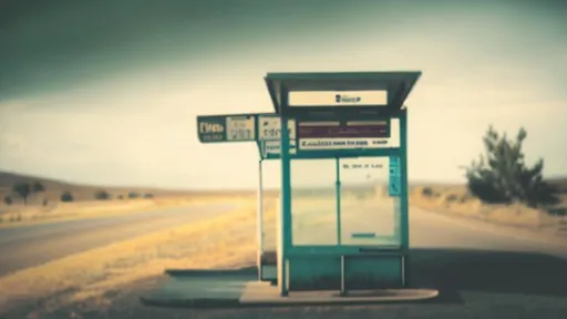 Prompt: bus stop in the middle of nowhere