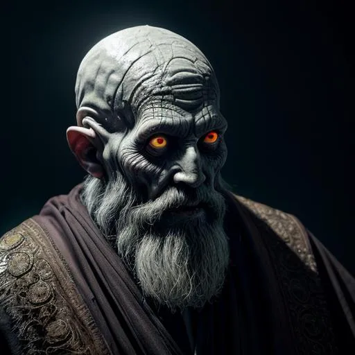 Prompt: hyperrealistic mixed media painting of a shriveled lich-like cultist, wrinkled skin on face, orthodox priest robes + white eye motif, no beard, d&d, stunning 3d render + dim volumetric lighting, 8k octane beautifully detailed render, post-processing, extremely hyperdetailed, intricate, spooky composition, grim and powerful atmosphere, cinematic lighting + masterpiece, trending on artstation, very very detailed, masterpiece, horrifying