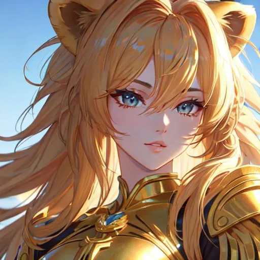 Prompt: Leo  The Lion zodiac as a 
female human, 8k, UHD,  highly detailed, close up