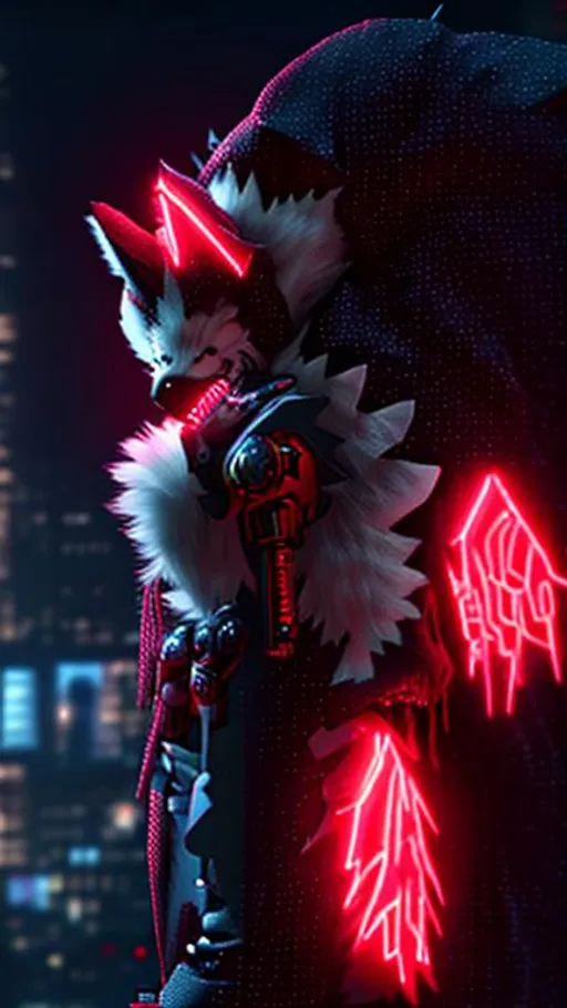 anthropomorphic wolf furry, female,wearing a cyberpu... | OpenArt
