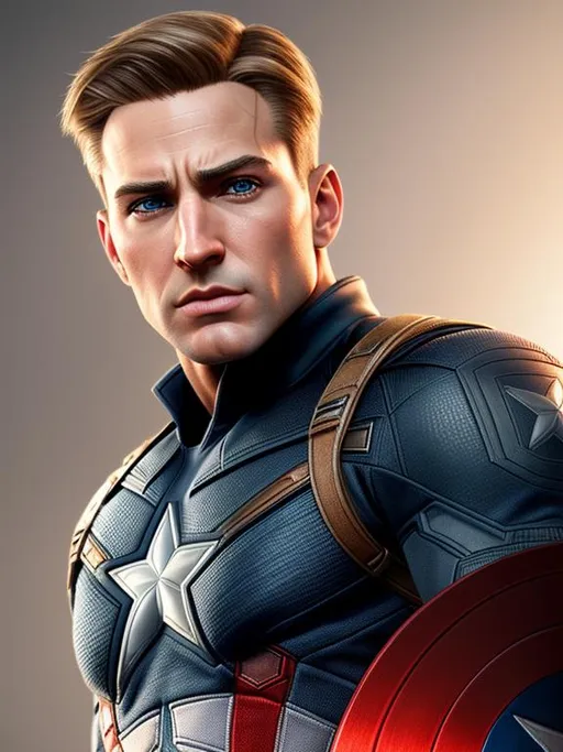 Prompt: Medium shot super detailed lifelike illustration, intricately detailed, hyper realistic, beautiful highly detailed face, character design high octane, octane render, DSLR super resolution, dramatic lighting, captain America in war torn Russia