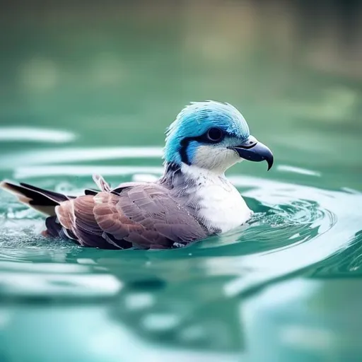 Prompt: a cute bird swimming