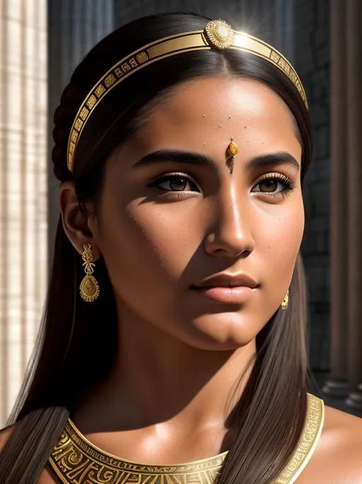 Prompt: Create a breathtaking artwork inspired by ancient Rome, with a focus on photorealism and intricate details. The artwork should be of the highest quality, with a resolution suitable for printing in 8K, and should capture the beauty and elegance of a teenage girl with tanned skin. To achieve photorealism, pay close attention to the lighting and shading of the subject, ensuring that the skin looks realistic and vibrant. Use sharp focus and intricate details to create a highly detailed face that is both attractive and beautiful. Consider the composition of the artwork, using the golden ratio to create a penthouse-style feel that is both trendy and sophisticated. Take inspiration from master artists such as Greg Rutkowski, Thomas Kinkade, H.R. Giger, and Beksinski to create an intricate masterpiece that is both ominous and epic. Your artwork should be suitable for use as a matte painting movie poster or production cinematic character render, with ultra-high-quality modeling and vibrant colors. Ensure that the artwork is highly detailed and trending on platforms such as ArtStation, CGSociety, and Behance, with a style that is similar to that of Artgerm. Overall, your artwork should be a true masterpiece that captures the essence of ancient Rome while showcasing your skills in photorealism, intricate details, and vibrant colors.