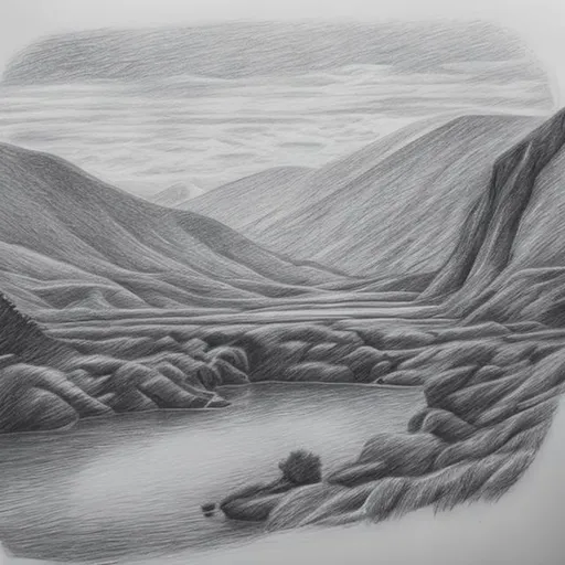 Prompt: pencil drawing of a landscape 