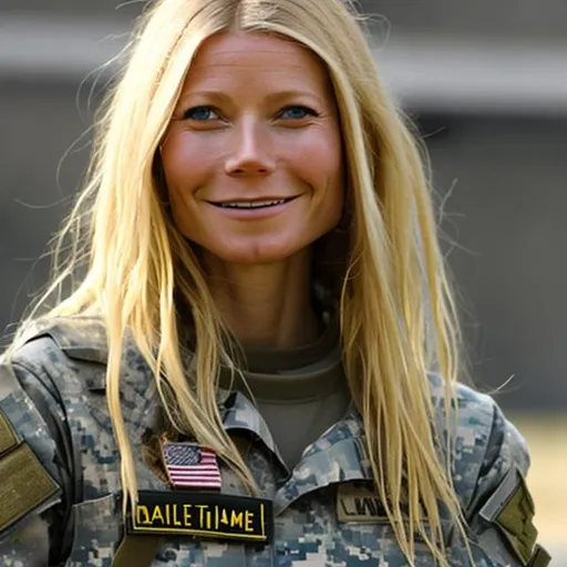 Prompt: gwyneth paltrow, combat medic, military soldier