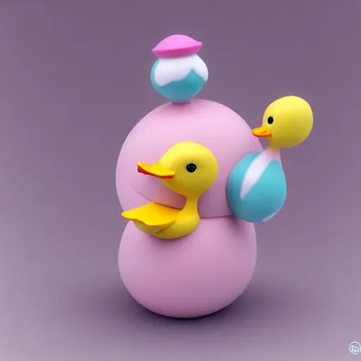 Prompt: tiny cute duck sphere toy, standing character, soft smooth lighting, soft pastel colors, Scottie young, 3d blender render, polycount, modular constructivism, pop surrealism, physically based rendering, square image