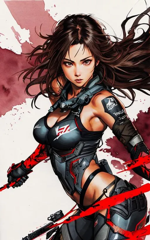 Prompt: (((Yoji Shinkawa))), sticker of ultra detailed portrait of ana de armas in red ninja outfit, high quality cell shaded illustration in post apocalyptic style by Yoji Shinkawa, ((full body)), dynamic pose, perfect anatomy, centered, freedom, soul, black long hair, approach to perfection, cell shading, 4k , cinematic dramatic atmosphere, watercolor painting, global illumination, detailed and intricate environment, artstation, concept art, fluid and sharp focus, volumetric lighting, cinematic lighting, Art by Yoji Shinkawa,