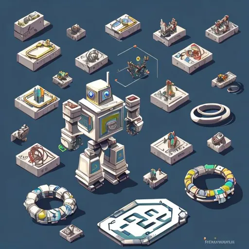 Prompt: A isometric styles of a robot holding some rings