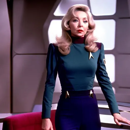 Prompt: Terri Garr in a Starfleet uniform. {Star Trek: The Next Generation}