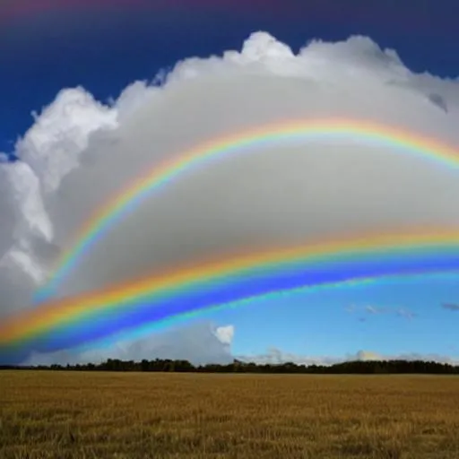 Big peaceful cloud in rainbow