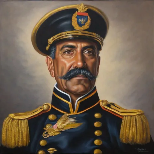 Prompt: 47 year old Latino admiral painting closeup, plain background 