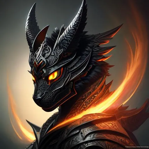 Prompt: Black dragon with iridescent black markings and a skull mask, and a cute face, perfect composition, hyperrealistic, super detailed, 8k, high quality, trending art, trending on artstation, sharp focus, studio photo, intricate details, highly detailed, by greg rutkowski, illustration, watercolor