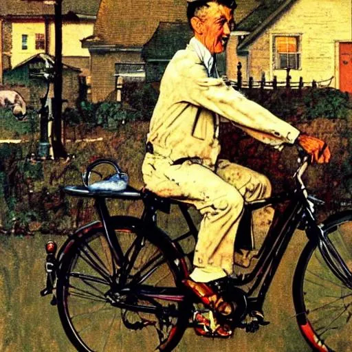 Prompt: Norman Rockwell PAINTING OF A BICYCLE 