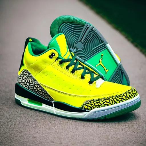 Prompt: Jordan 36s yellow and green colorway
