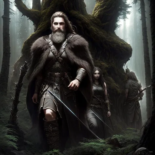 Prompt: Epic, Heroic, fantasy, ominous, cinematic lighting, 3D, HD, [{Rugged Handsome!}bearded Male, Beautiful big eyes], expansive ancient magical forest background, hyper realistic, uber detailed, 64k, high quality, sharp focus, intricate details, highly detailed --s98500