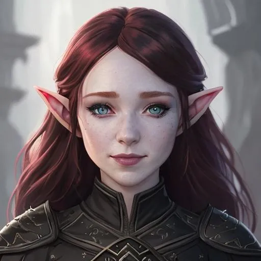 female redhead elf, detailed face, digital illustra... | OpenArt