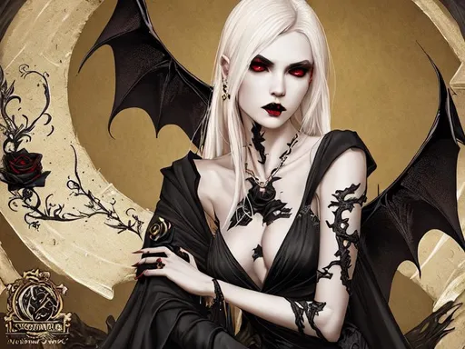 Vampire queen, blood, black rose, dragon tattoo, lon... | OpenArt