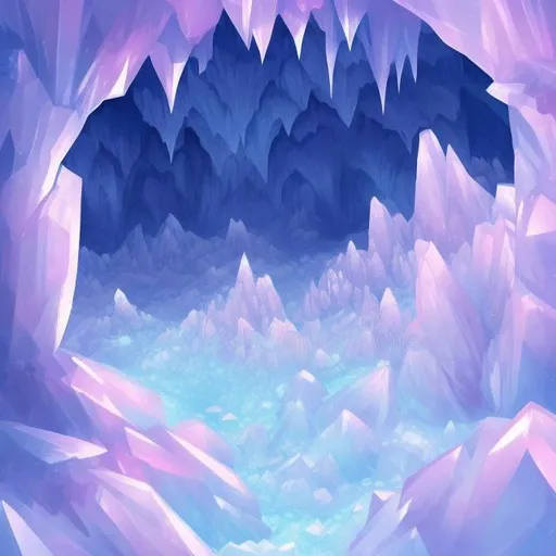 Prompt: Crystal ice cavern, illustration, anime, cristalized, beautiful, diamonds, pink crystals