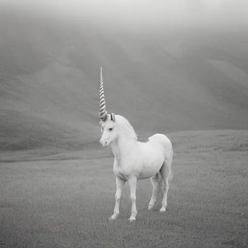 Prompt: A hip unicorn with no color 



