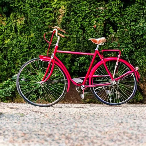 Prompt: Red bicycle on a path 