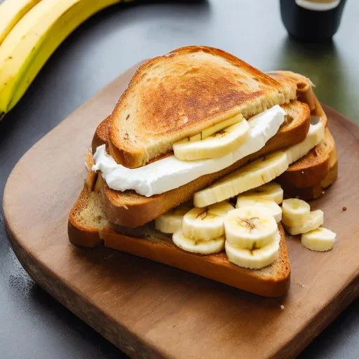 Prompt: banana cheese sandwich on toast