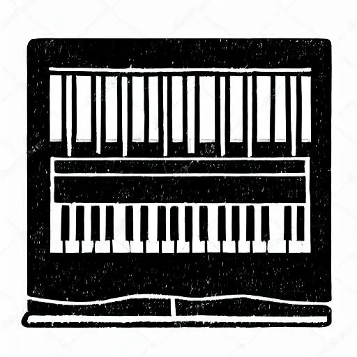 Prompt: Hand drawn outlined icon, piano