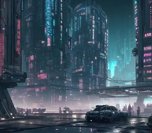 Prompt: A dystopian futuristic cyberpunk city.