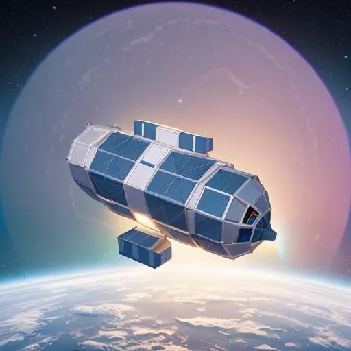 Prompt: iny cute isometric space ship in orbit around earth, soft smooth lighting, with soft colors, 100mm lens, 3d blender render, trending on polycount, modular constructivism, blue background, physically based rendering, centered