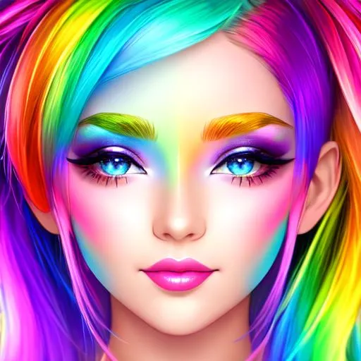 Prompt: fairy goddess, vibrant rainbow colors .facial closeup