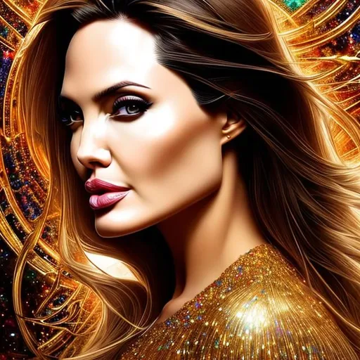 Prompt: "Ultra realistic photo portrait of actress Angelina Jolie in golden light, cosmic energy, colorful,   painting burst, beautiful face, symmetrical face, tone mapped,intricate, elegant,highly detailed,digital painting, artstation,concept art,smooth, sharp focus, illustration,beautiful face,intricate, highly detailed, smooth, sharp focus, art by artgerm and greg rutkwoski and alphonse mucha, 3D Game Cinematic Feel, Epic 3D Videogame Graphics, Intricately Detailed, 8K Resolution, Dynamic Lighting, Unreal Engine 5, CryEngine, Trending on ArtStation, HDR, 3D Masterpiece, Unity Render, Perfect Composition ,synthwave, neon retro"