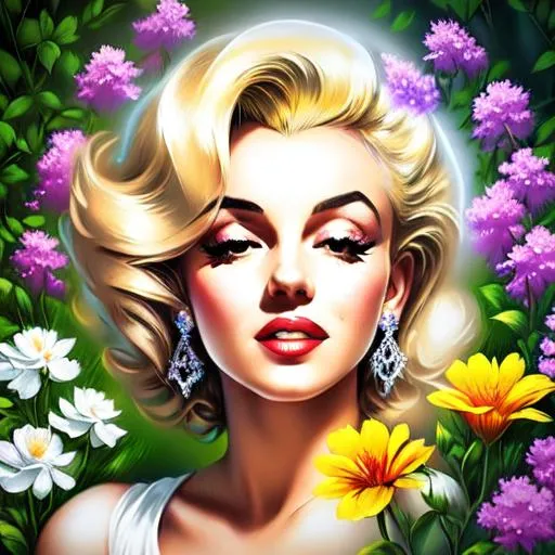 Marilyn Monroe as a fairy goddess ,wildflowers,facia... | OpenArt