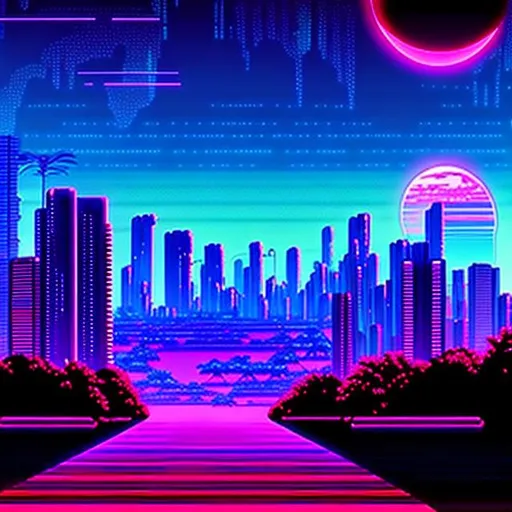 Prompt: synthwave scenery