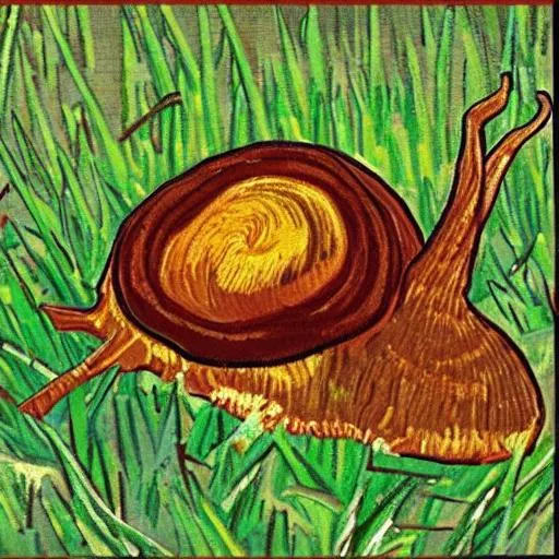 Prompt: Big Brown snail .
Van Gogh Style.