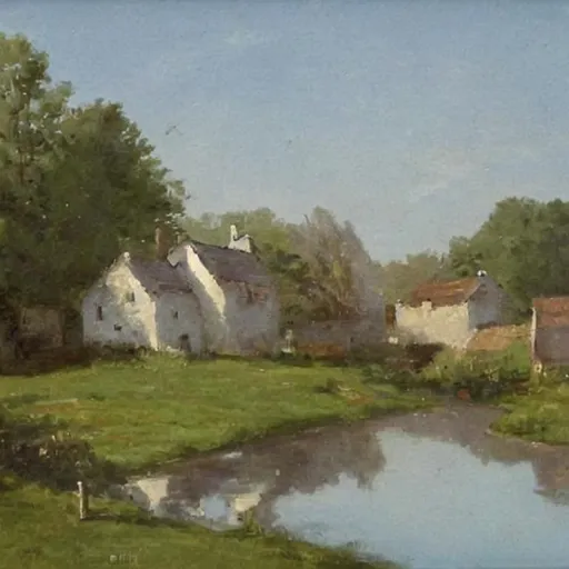 peaceful village, pale colour, morning, cottage-core... | OpenArt