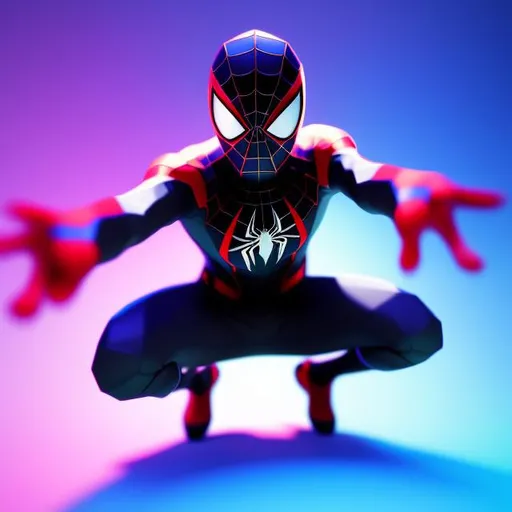 Prompt: kawaii low poly {spiderman miles morales} character, 3d isometric render, white background, ambient occlusion, unity engine, square image
