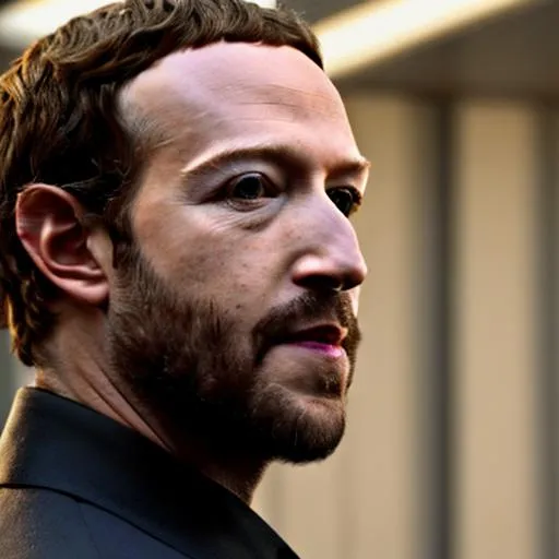 Prompt: 4k cinematic still of actor Mark Zuckerberg with a beard cosplaying as John Wick in a suit