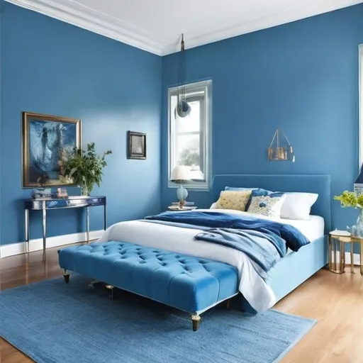 Prompt: Blue jeans is a delightful shade of blue, closer to the kind of color you might see on a pair of modern jeans in the fashion world. This color is also fantastic for all kinds of interior design projects, as it can help to brighten up a room with the colors of the sky.