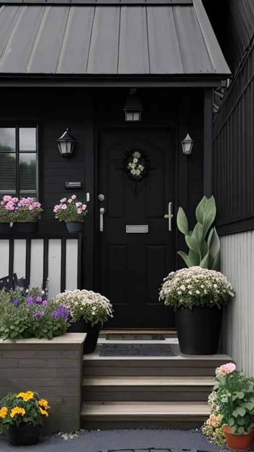 Prompt: {{{{ ◙ }}}} black sky, soft black clouds, dark, deep contrast, 
• garden, fence, mailbox, letterbox, doorstep, door, front porch, porch, flower pots, pots, planter boxes, entryway, foyer, low stool, stool, garden bench, chair, butterflies, bees, flowers, water feature, wood hot tub, intricate background, stunning background, beautiful background, amazing background, no human, 
■■ ((extremely delicate and beautiful)), 
■■ {{{{dynamic lighting, ultra-detailed, best quality, 4k resolution illustration, artistic illustration, quality illustration, masterpiece}}}}