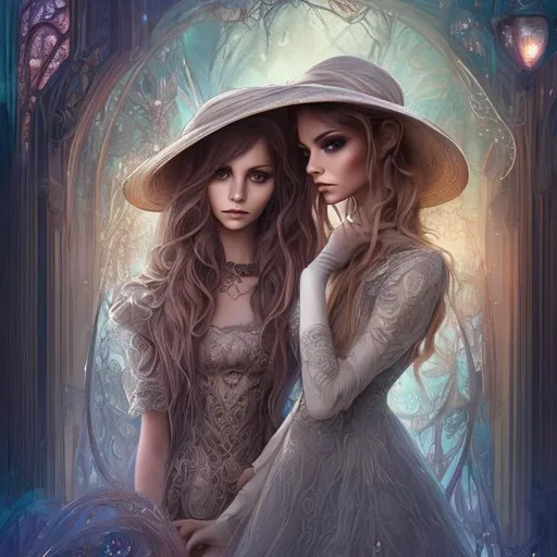 Prompt: [[NO BACKGROUND IMAGES]] style of Cheryl Griesbach and jasmine becket griffith, fantasy WOMAN ,elegant  wide brimmed hat, beautiful, filigree, rim lighting, lights, extremely, magic, surreal, fantasy, digital art, wlop, artgerm and james jean, Broken Glass effect, no background, stunning, something that even doesn't exist, mythical being, energy, molecular, textures, iridescent and luminescent scales, breathtaking beauty, pure perfection, divine presence, unforgettable, impressive, breathtaking beauty, Volumetric light, auras, rays, vivid colors reflects