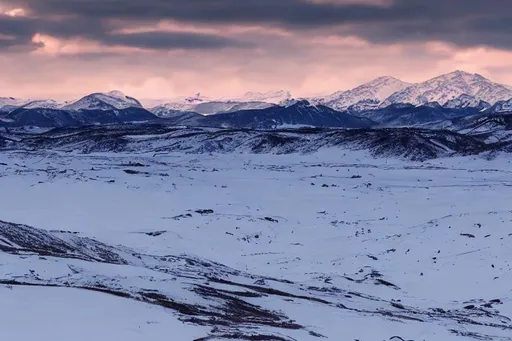 Prompt: snowy tipped mountains with a snowy valley at arctic sunset, cloudy, with a scifi 
scp facility in the distance,  anime, close up, highly detailed, no blur, sharp focus, 100mm lens, 8k, in leipzig