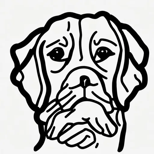 Prompt: Hand drawn outlined icon, dog