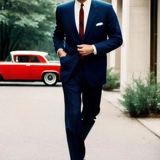 Prompt: Color portrait of a dashing 1960s businessman 
