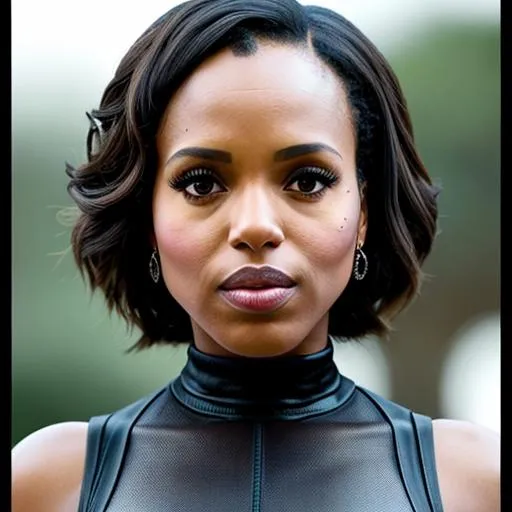 Prompt: hyper detailed portrait of (Kerry Washington), wearing black bodysuit: full body, smooth soft skin, symmetrical, natural skin texture, soft lighting, detailed face, photo realism, hyper realistic, looking into camera, photorealistic professional painting, sharp focus, 8k, perfect composition, trending on artstation, award-winning photograph, unreal engine 5, cinematic smooth, intricate detail, studio photo, film style, highly detailed. simple background.