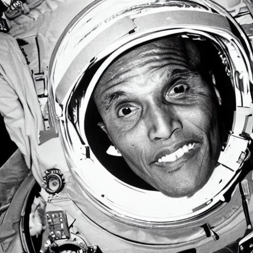 Harry belafonte on a space station hyper realism, hi...