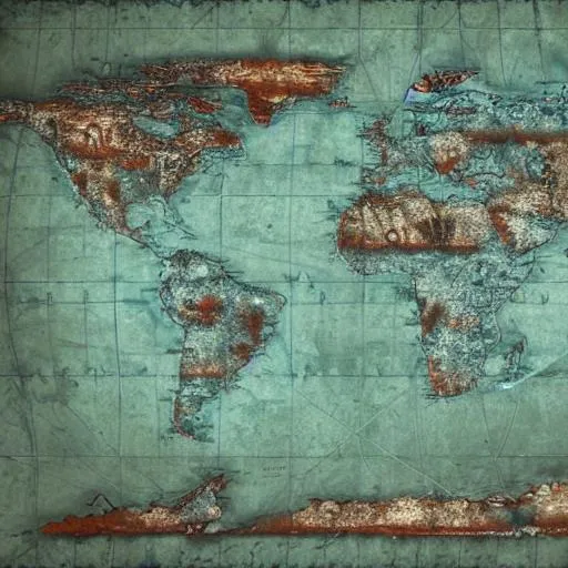 Prompt: Corroded world map 