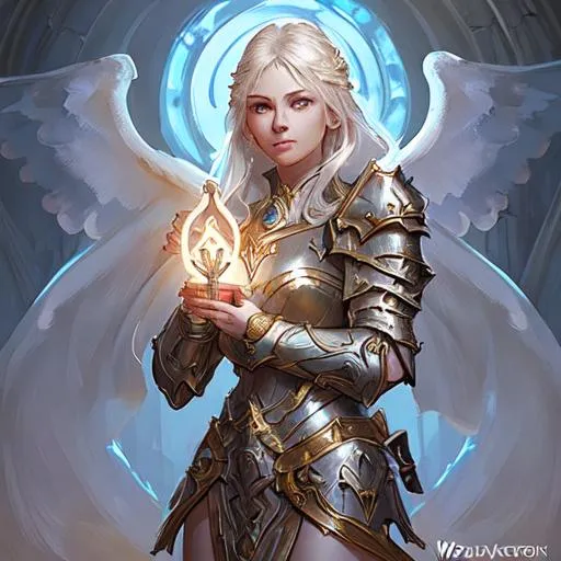 Prompt: a beautiful female human paladin holding a holy light, dungeons and dragons, fantasy, highly detailed face, digital hand drawn painting, artstation, concept art, art by wlop