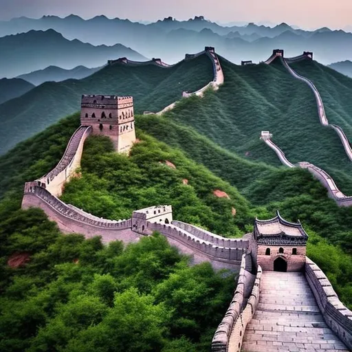 Prompt: Ancient Great Wall of China.