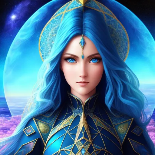 Prompt: full color Fractal parabolic geometry exists in the background knowledge of the river, full color fractal Formula: (z² + c + (z² + c)) / (3z³ + c)  foreground knowledge of the world, a full body beautiful woman, very detailed beautiful blue eyes,  very detailed beautiful face, concept art, fantasy